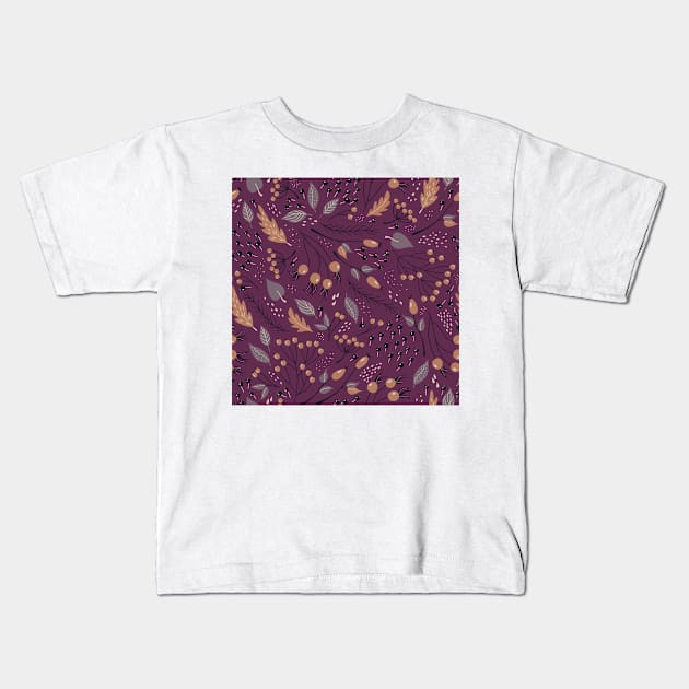 Seamless pattern with autumn plants Kids T-Shirt by DanielK